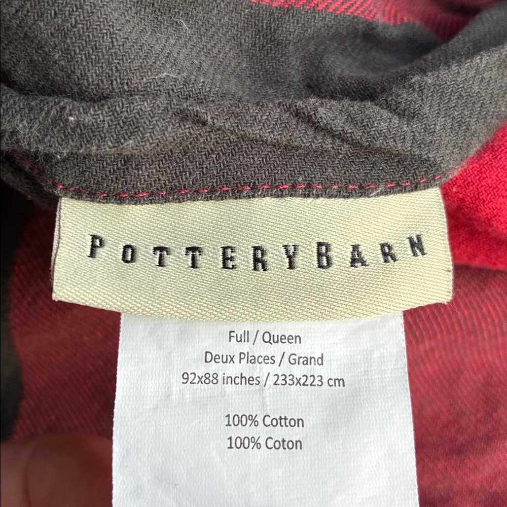 Pottery Barn Red and Black Plaid Duvet Cover with 2 Euro pillow shams Full/Queen - Picture 3 of 4